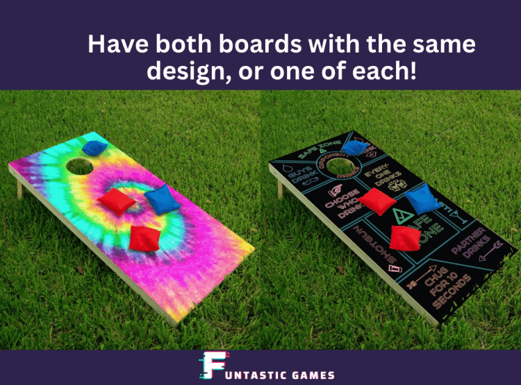 Colorful Tie-Dye/Party Game Design Cornhole Set with LED lights
